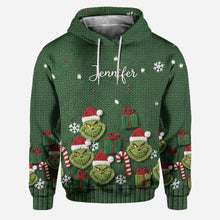 Load image into Gallery viewer, Personalized Christmas Grinch Hoodie and Leggings Set for Her
