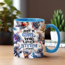 Load image into Gallery viewer, Personalized Accent Mug with Fun Stitch Design for Girls