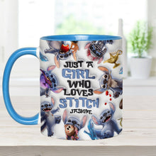 Load image into Gallery viewer, Personalized Accent Mug with Fun Stitch Design for Girls