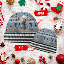 Load image into Gallery viewer, Personalized Mouse Beanie Hat with Patches for Mom & Kids - Winter Gift