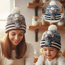 Load image into Gallery viewer, Personalized Mouse Beanie Hat with Patches for Mom & Kids - Winter Gift