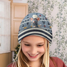Load image into Gallery viewer, Personalized Mouse Beanie Hat with Patches for Mom & Kids - Winter Gift