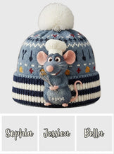 Load image into Gallery viewer, Personalized Mouse Beanie Hat with Patches for Mom & Kids - Winter Gift