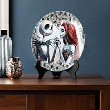 Load image into Gallery viewer, Personalized Ceramic Round Plate with Stand for Couples Gift