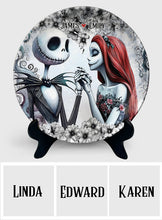 Load image into Gallery viewer, Personalized Ceramic Round Plate with Stand for Couples Gift