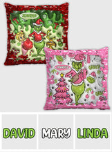 Load image into Gallery viewer, Personalized Sequin Pillow Cover with Grinch Design for Christmas Gift