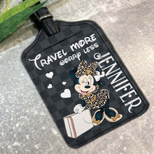 Load image into Gallery viewer, Personalized Leather Luggage Tag Travel More Worry Less Gift for Mom