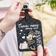 Load image into Gallery viewer, Personalized Leather Luggage Tag Travel More Worry Less Gift for Mom
