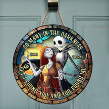 Load image into Gallery viewer, Personalized Round Wood Sign Couple Gift for Halloween & Anniversary