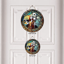Load image into Gallery viewer, Personalized Round Wood Sign Couple Gift for Halloween & Anniversary