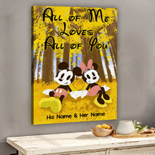 Load image into Gallery viewer, Personalized Mouse Canvas Print with Names - Unique Couple Gift