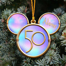Load image into Gallery viewer, Personalized 50th Anniversary Mouse Ears Ornament Custom Gift for Christmas