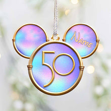 Load image into Gallery viewer, Personalized 50th Anniversary Mouse Ears Ornament Custom Gift for Christmas