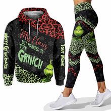 Load image into Gallery viewer, Personalized Grinch Couple Hoodie and Leggings Set for Christmas