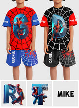 Load image into Gallery viewer, Personalized Spider Alphabet Kids T-Shirt & Shorts Set