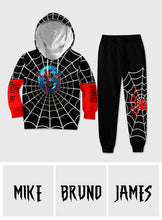 Load image into Gallery viewer, Personalized Spider Web Kids Hoodie & Jogger Pants Set
