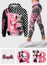 Load image into Gallery viewer, Personalized Pink Mouse Hoodie & Leggings Set for Girls