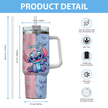 Load image into Gallery viewer, Personalized Pink and Blue Ohana Tumbler with Handle Custom Name Gift for Friends