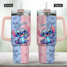 Load image into Gallery viewer, Personalized Pink and Blue Ohana Tumbler with Handle Custom Name Gift for Friends