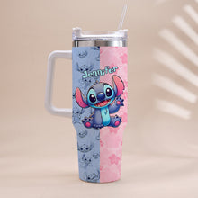 Load image into Gallery viewer, Personalized Pink and Blue Ohana Tumbler with Handle Custom Name Gift for Friends