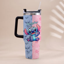 Load image into Gallery viewer, Personalized Pink and Blue Ohana Tumbler with Handle Custom Name Gift for Friends