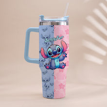 Load image into Gallery viewer, Personalized Pink and Blue Ohana Tumbler with Handle Custom Name Gift for Friends