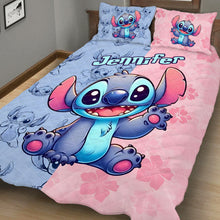 Load image into Gallery viewer, Personalized Stitch Quilt Set with Custom Name for Kids - Pink and Blue