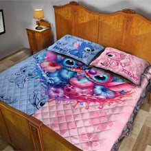 Load image into Gallery viewer, Personalized Ohana Quilt Set for Couples | Custom Heart Design