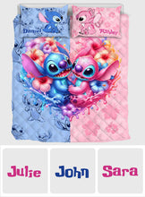 Load image into Gallery viewer, Personalized Ohana Quilt Set for Couples | Custom Heart Design