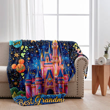 Load image into Gallery viewer, Personalized Blanket with Castles and Mouse Icons for Grandma