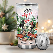 Load image into Gallery viewer, Personalized Holiday Mouse Tumbler with Names for Christmas