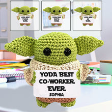 Load image into Gallery viewer, Personalized Yoda Best Co-worker Hand Knitted Figurine Gift
