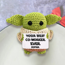 Load image into Gallery viewer, Personalized Yoda Best Co-worker Hand Knitted Figurine Gift