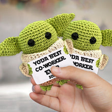 Load image into Gallery viewer, Personalized Yoda Best Co-worker Hand Knitted Figurine Gift