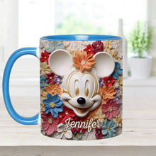 Load image into Gallery viewer, Personalized Floral Mouse Accent Mug Custom Name Gift for Mom