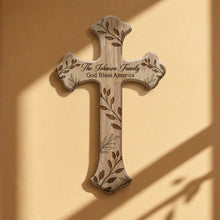 Load image into Gallery viewer, Personalized Family Name Wooden Door Sign God Bless America