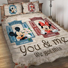 Load image into Gallery viewer, Personalized Mickey & Minnie Mouse Quilt Set Custom Names Gift for Couples