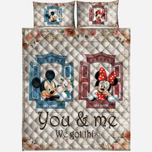 Load image into Gallery viewer, Personalized Mickey & Minnie Mouse Quilt Set Custom Names Gift for Couples