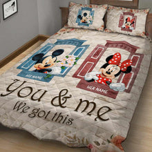 Load image into Gallery viewer, Personalized Mickey & Minnie Mouse Quilt Set Custom Names Gift for Couples