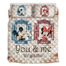 Load image into Gallery viewer, Personalized Mickey & Minnie Mouse Quilt Set Custom Names Gift for Couples