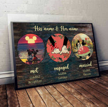 Load image into Gallery viewer, Personalized Engagement Wedding Couple Mouse Poster Custom Name Gift