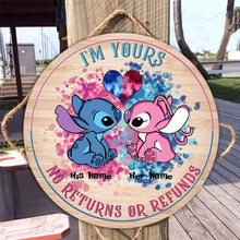 Load image into Gallery viewer, Personalized Round Wood Sign with Custom Names for Couples