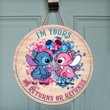 Load image into Gallery viewer, Personalized Round Wood Sign with Custom Names for Couples