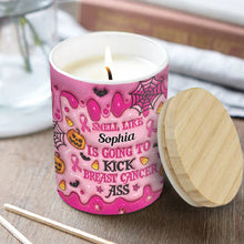 Load image into Gallery viewer, Personalized Breast Cancer Awareness Candle with Wooden Lid | Custom Name Gift