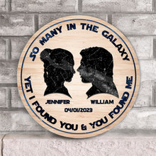 Load image into Gallery viewer, Personalized Round Wood Sign Custom Name Galaxy Art Gift