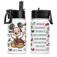 Load image into Gallery viewer, Personalized Kids Water Bottle with Name and Motivational Designs