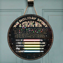 Load image into Gallery viewer, Personalized Christmas Family Round Wood Sign Custom Name Gift