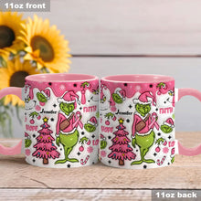 Load image into Gallery viewer, Personalized Breast Cancer Awareness Accent Mug with Grinch Design for Gift