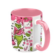 Load image into Gallery viewer, Personalized Breast Cancer Awareness Accent Mug with Grinch Design for Gift
