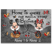 Load image into Gallery viewer, Personalized Disney Couple Doormat | Home Is Where Our Story Begins Gift